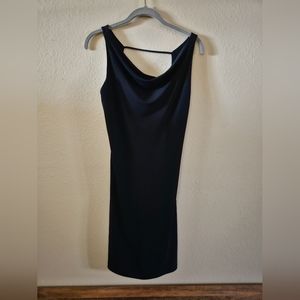 Little black dress half open back decorative tail Size Small